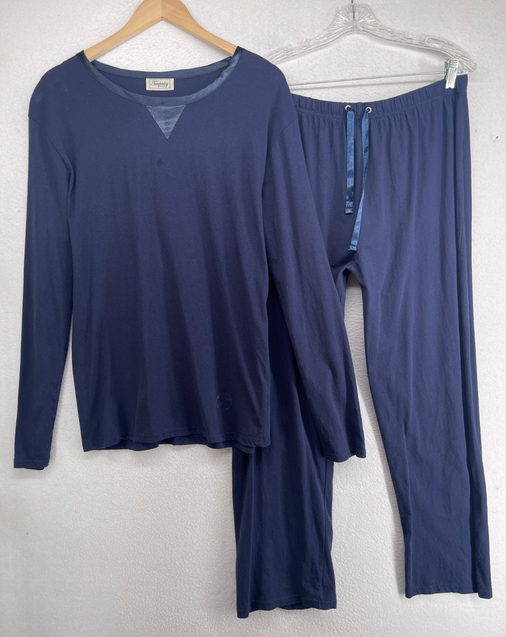 TEMPERLEY LONDON Pajama Set M L British Airways First Class Amenity Cotton Blue